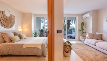 Resa Estates apartment for sale Botafoch Ibiza kitchen and living .jpg